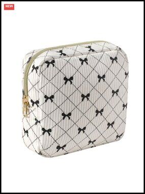 Cute Corduroy Zipper Makeup Bag Pouch Bear Pattern Travel Cosmetic Organizer